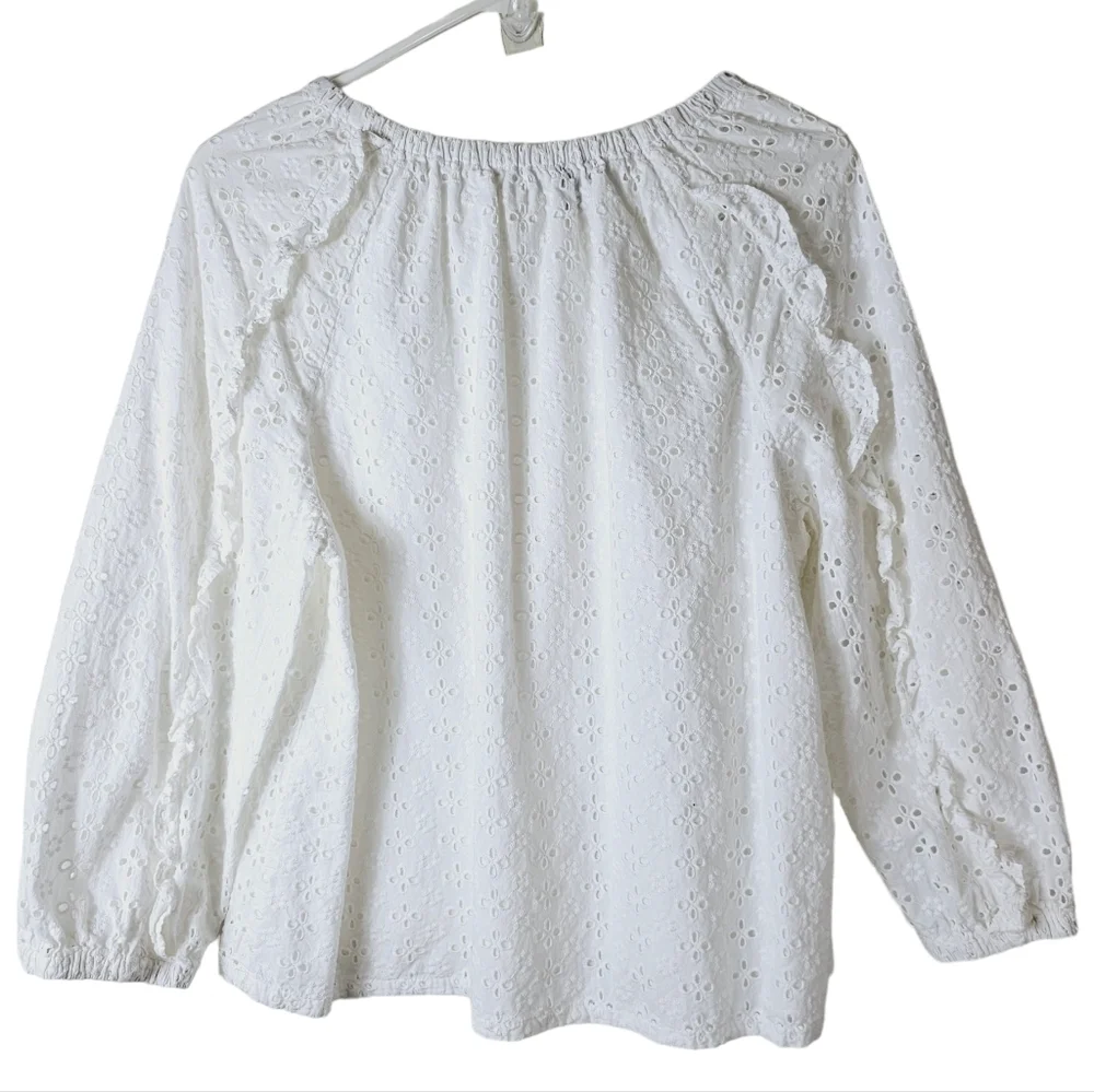 Ann Taylor White Ruffled Eyelet Top - Picture 7 of 10